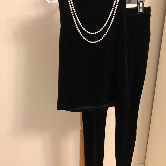 Black velvet sleeveless mock neck top, small. Matching pants sold separately - Picture 2 of 5